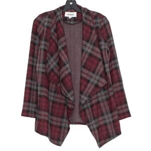 BB Dakota Womens Cardigan Academia Boho Cottage Holiday Open Red Gray Medium KP